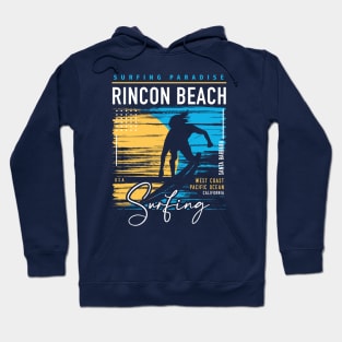 Retro Rincon Beach Surfing // Surfers Paradise // Surf California Hoodie